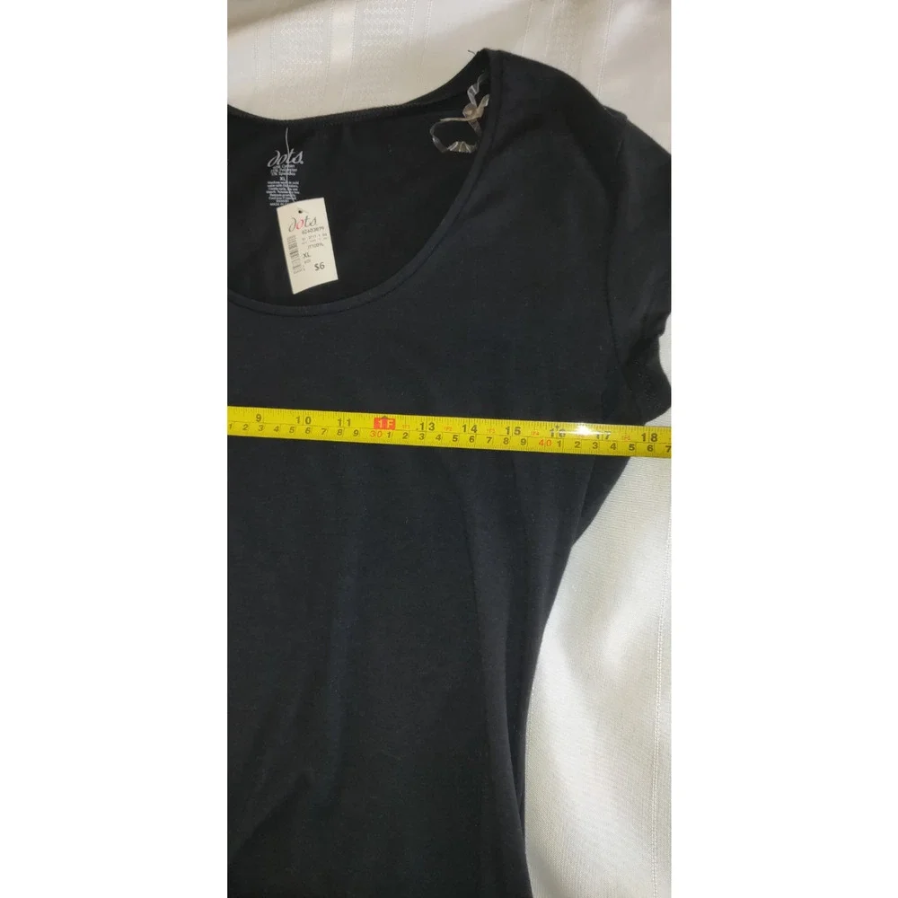 Vintage Y2K Dots Store Black Tshirt Top Basic Stretch NEW NWT Short Sleeves XL - Picture 4 of 12